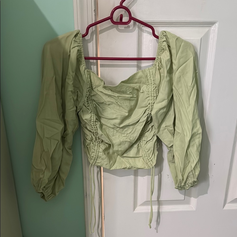 Women's Green Ruched Top